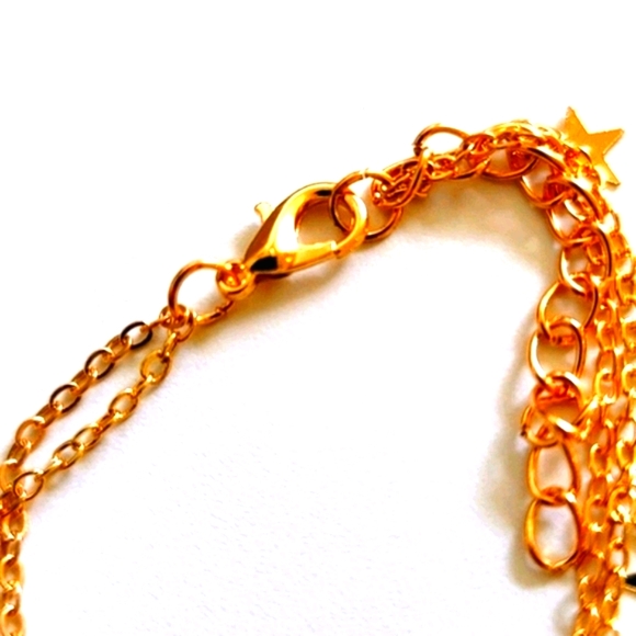 Vintage Gold Stars and Bar Double Strand Anklet/Bracelet - Picture 3 of 3